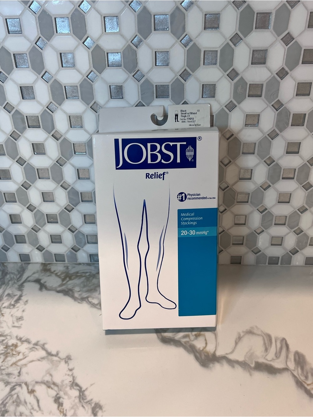 Jobst Relief 20-30 Thigh-Hi Black Small w/Silicone Band